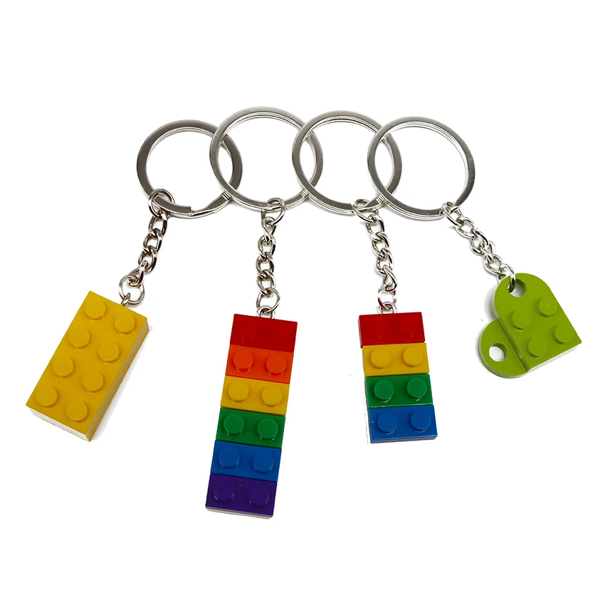 DIY 20/5pcs Cute Building Blocks 2x6 2x4 Brick Keychain for Couples Friendship Compatible Brands High-quality Key Birthday Gifts