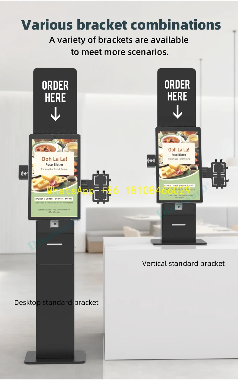 t Payment Touch Screen Self-service Kiosk Factory Price 21.5 23.8 Inch Indoor Restaurant Food Order Machine All-In-One Checkou