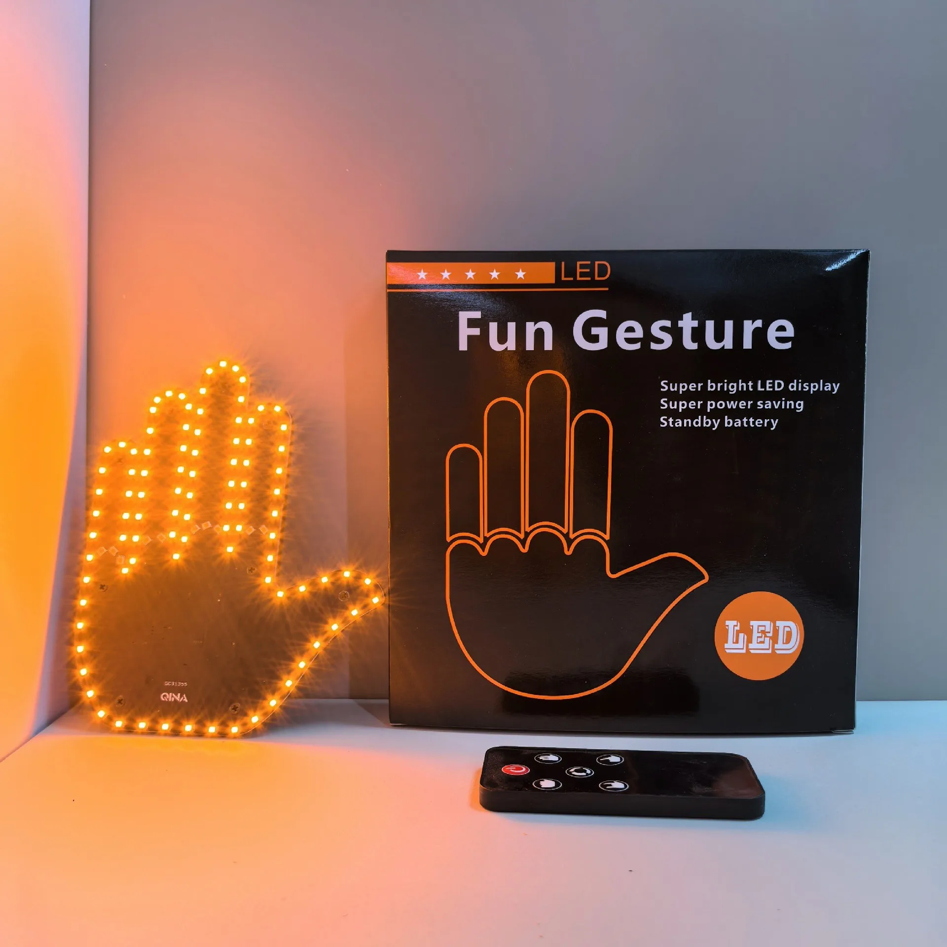Car LED Finger Lights Funny Car Interior Light With Remote Control Rear Window Multi-function Warning Reminder Lamp Accessories
