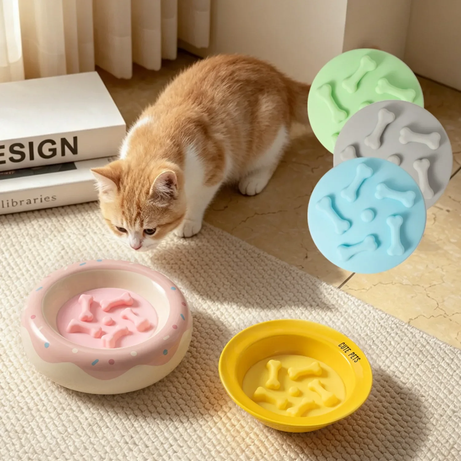 Slow Feeder Dog Bowl Insert, Food Grade Silicone Slow Feed Mat for Dogs And Cats, Anti Gulping Lick Mat, Healthy Feeding Pad