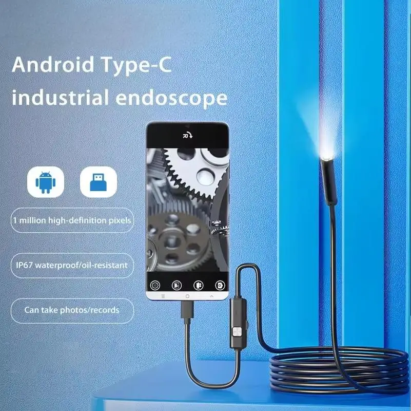 Xiaomi Android Endoscope Camera 2 IN1 Micro USB Type-C Borescope Mini Camera Waterproof LED Car Inspection For HUAWEI XIAOMI PC