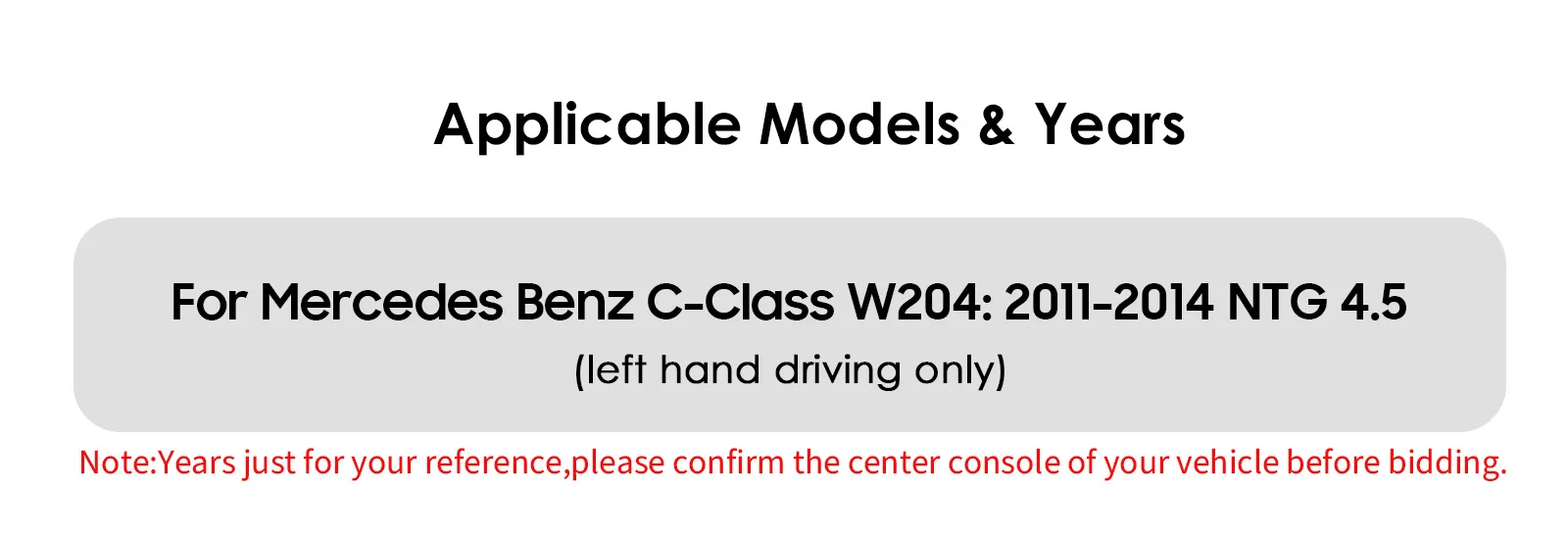 Car Multimedia Player for Mercedes Benz C-Class W204 2011-2014 (Left Hand Driving Only) NTG 4.5 Android Autoradio GPS Carplay BT