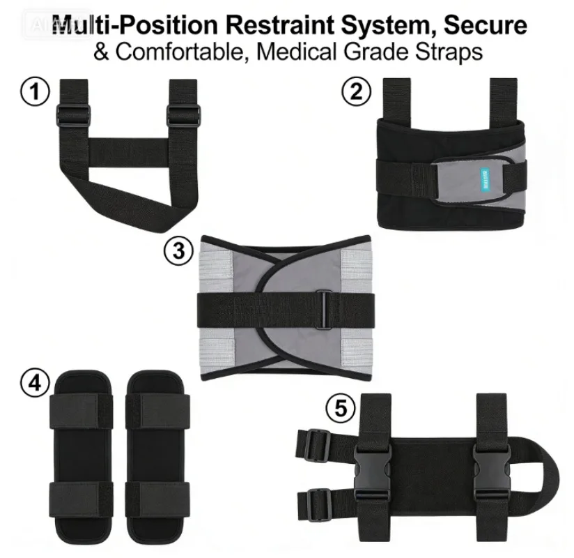 Full Set of Fixed Restraint Waist Belt Torso Restraint Limb Restraint Belt Anti-fall Bed Lumbar Back Pain Prevention