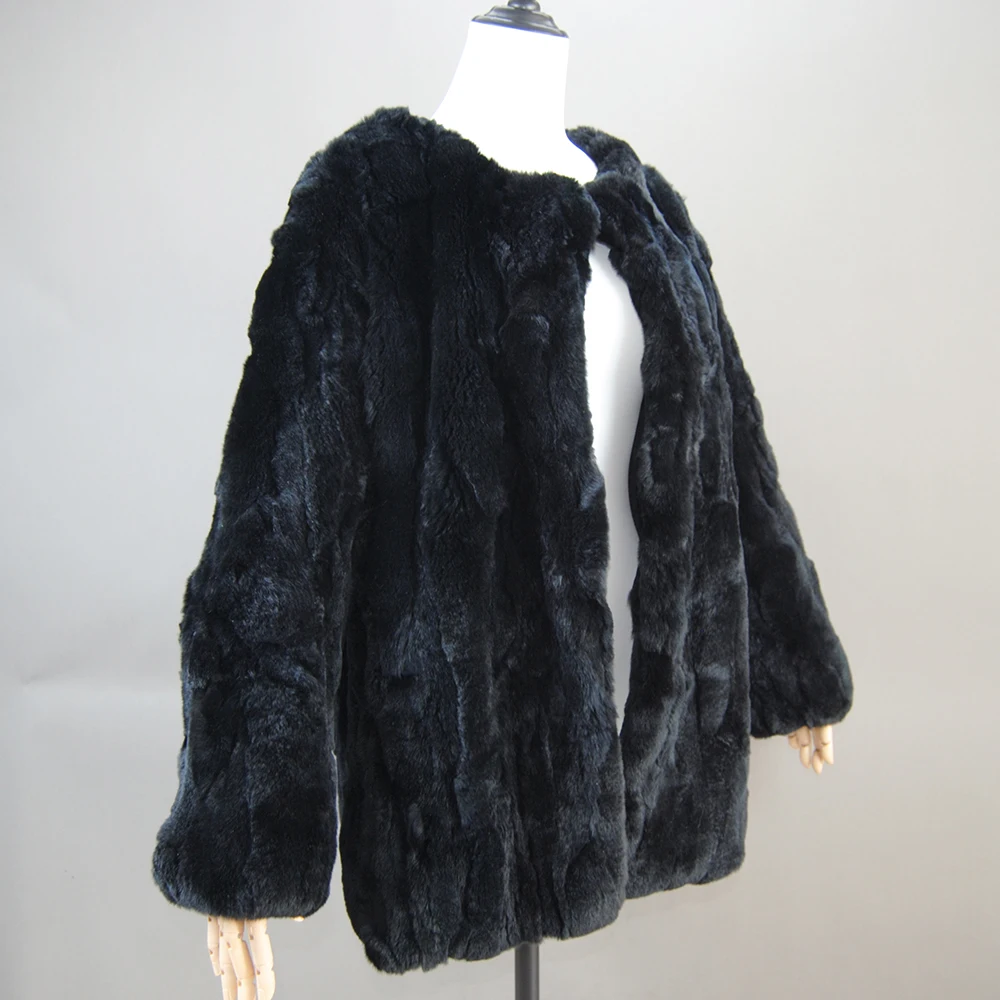 Vendita calda marca vero cappotto di pelliccia di coniglio Rex cappotto femminile genuino cappotto di pelliccia di coniglio Rex 2025 inverno nuova moda soprabito lungo