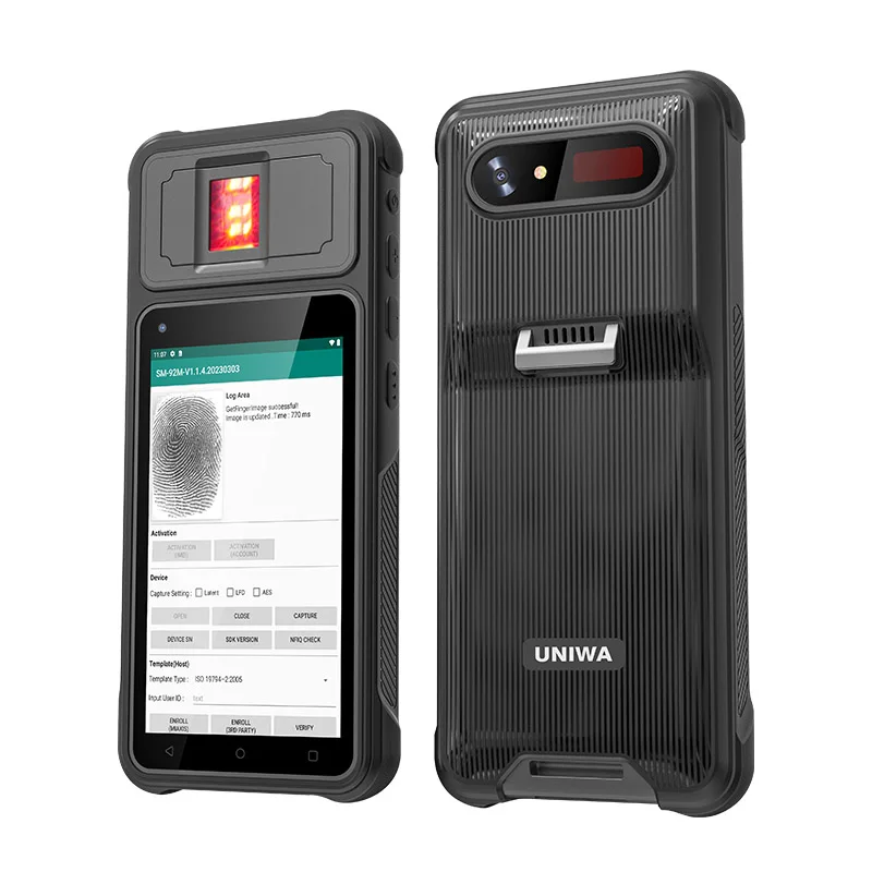 Android Biometric Fingerprint Reader Identity Registration Voter Verification Handheld PDA Terminal with 2D Barcode Scanner
