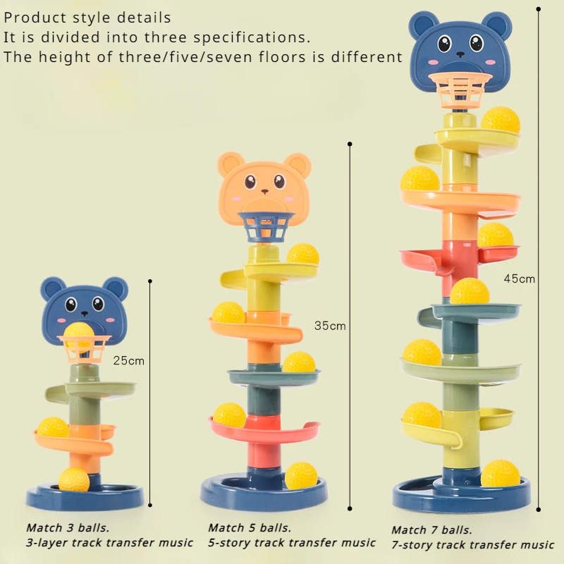 Zabawki dla niemowląt Rolling Ball Pile Tower Wczesna zabawka edukacyjna dla niemowląt Obrotowy tor Edukacyjny prezent dla niemowląt Zabawka do układania dla dzieci