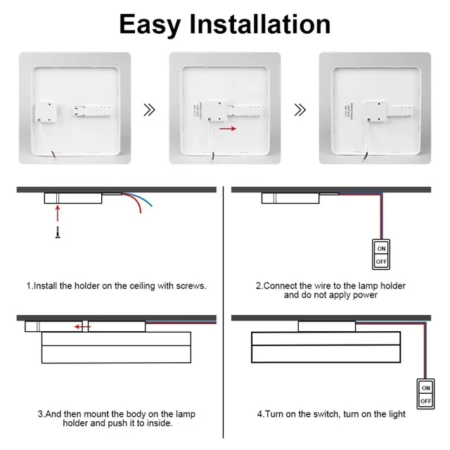 Modern LED Ceiling Lamp 18-48W Flush Mount 3000K-6000K Daylight Home Lighting for Bedroom Living Room Kitchen Hallway 6