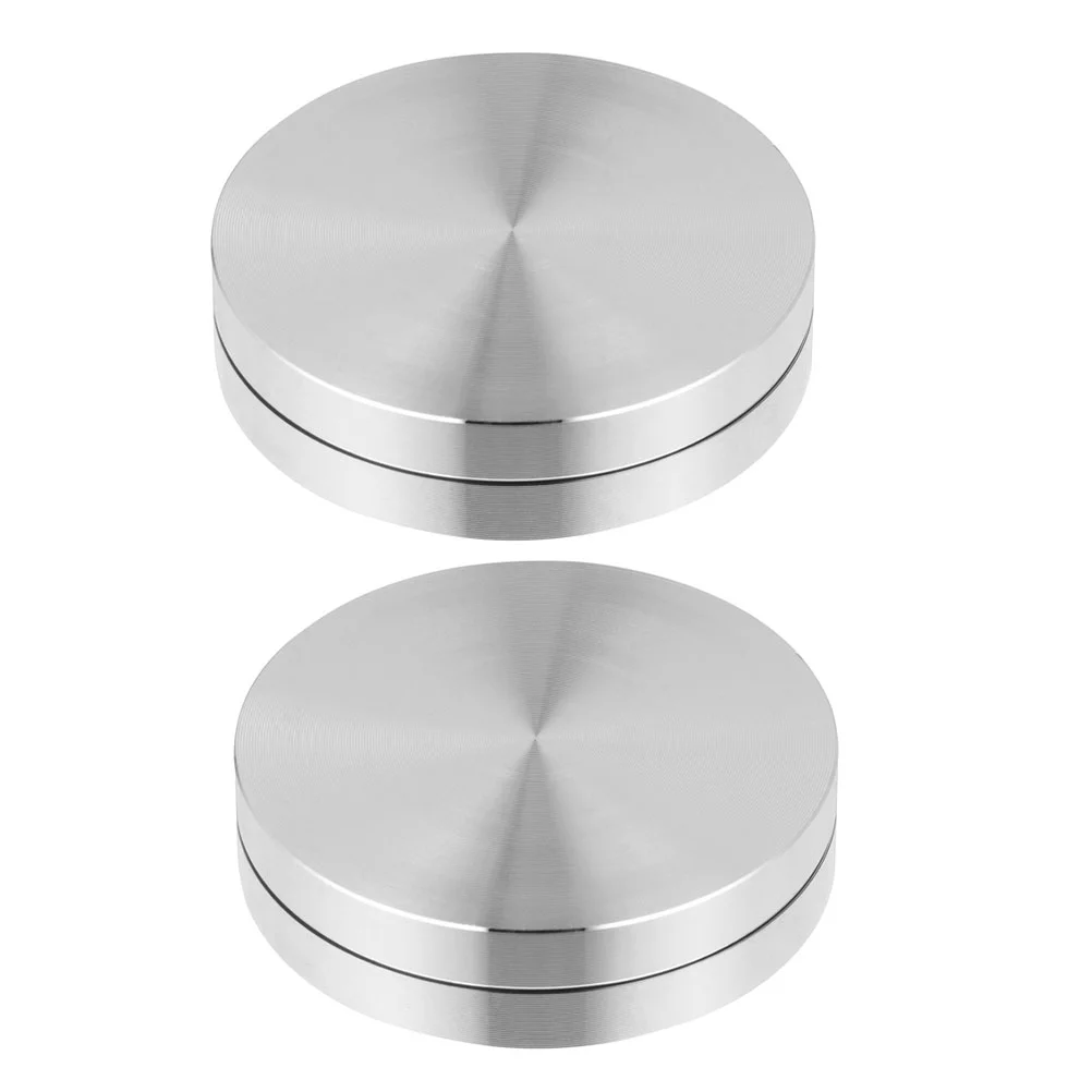 

2 Pcs Turntable Base Bearings Cake Tray Rotable Bases Swivel Glass Aluminum Alloy Rotating