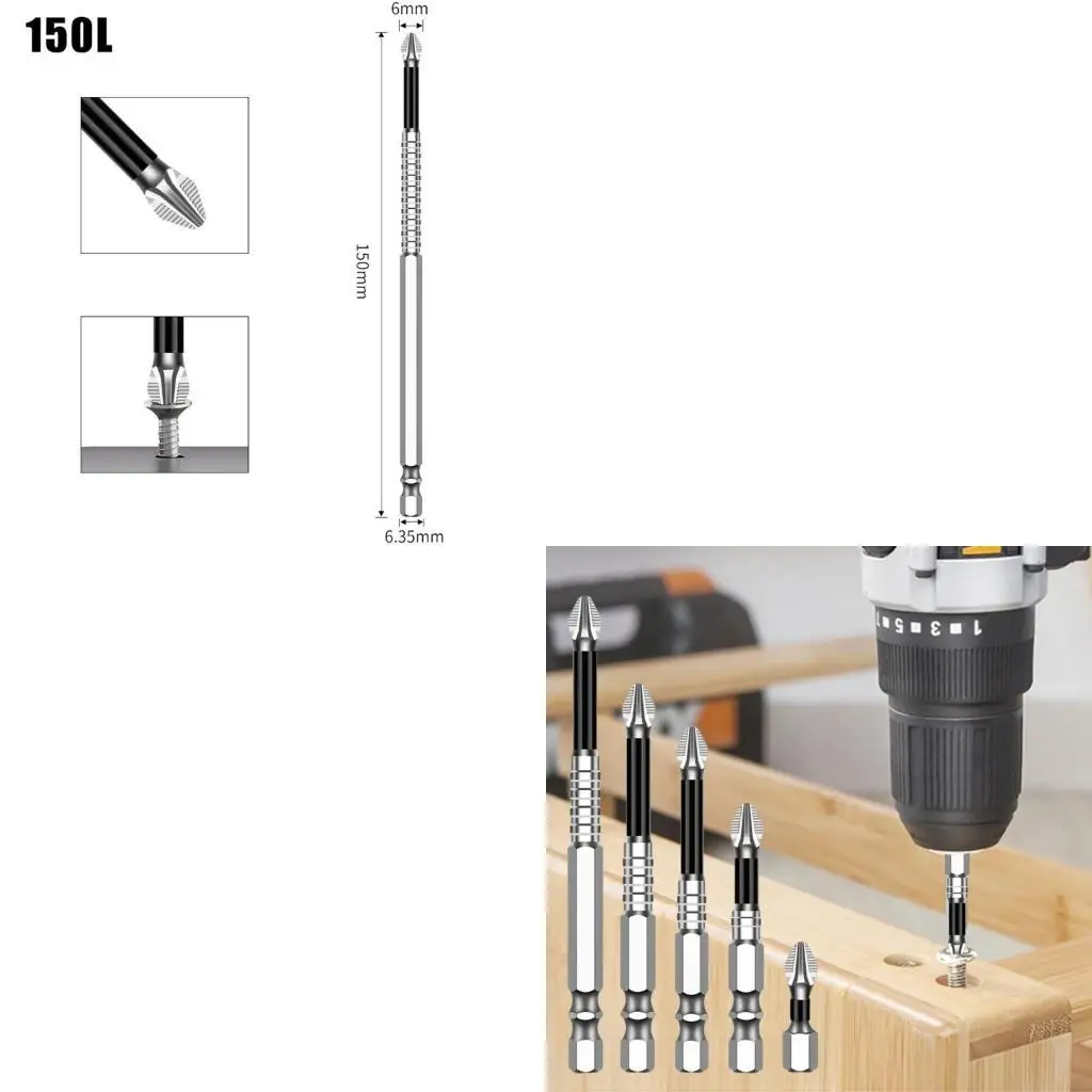 

1Piece Nonslip 5A Crosses Head Screwdriver Bits Alloy Steel Impact Driver Bits for Home & Professional Use L4MF