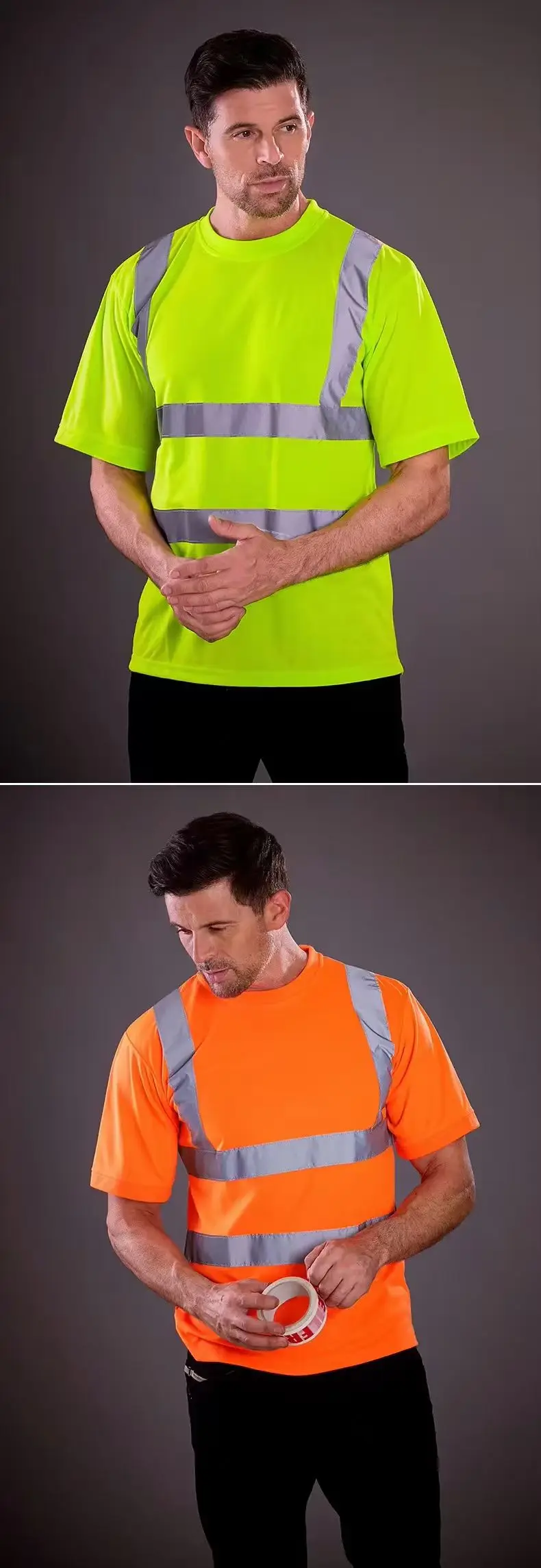 2026 Outdoor-Hemd Fluoreszierendes Hochsichtbares Sicherheits-Arbeitshemd Atmungsaktives Sommer-Arbeits-T-Shirt Reflektierende Weste Schnelltrocknend – Detail 6