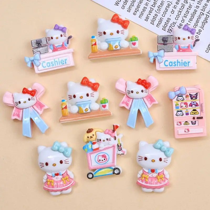 

10 Stuks New Cartoon glossy simulation shopping kitten Plakboek Beeldje Diy Boog Decor Accessoires Ambachten