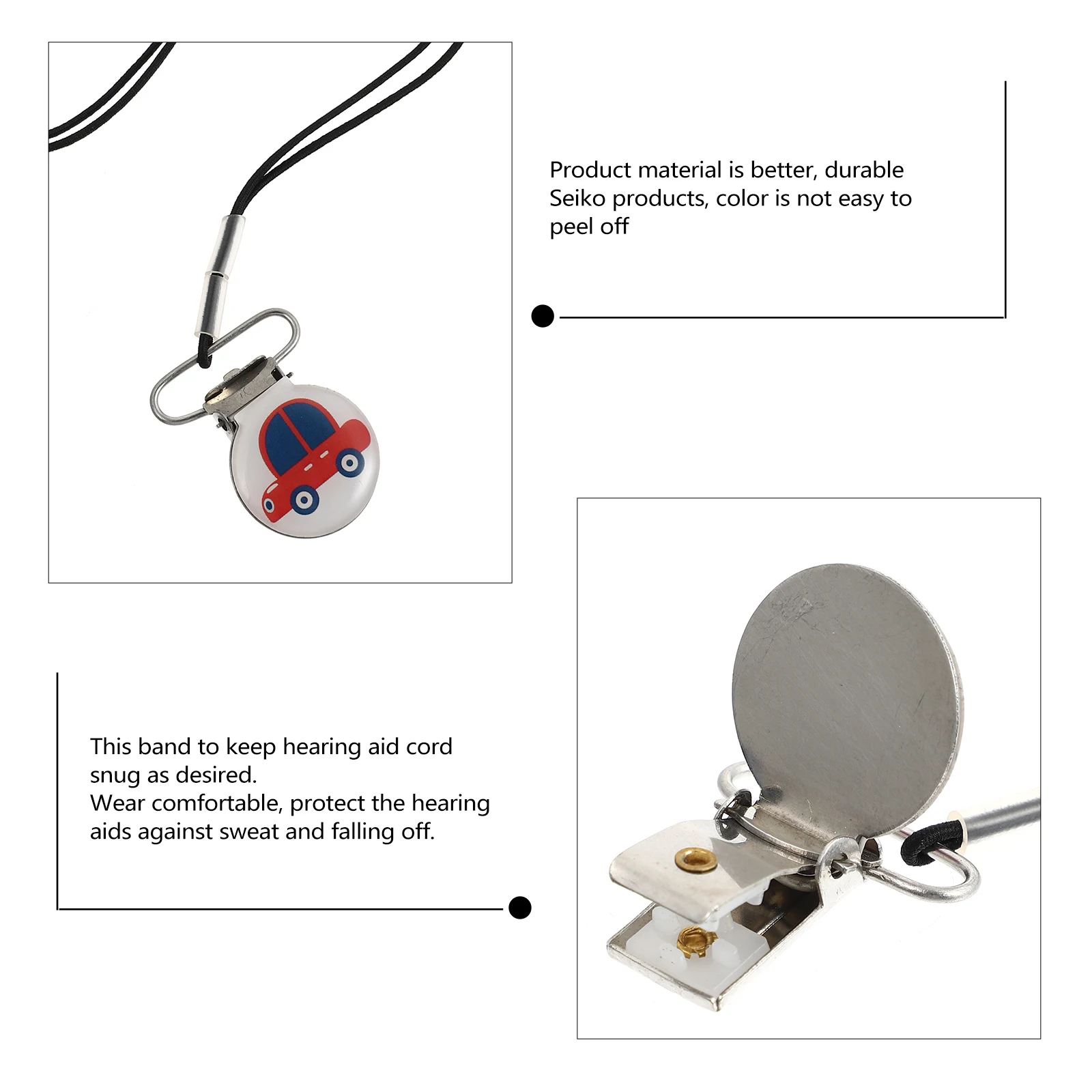 

Anti Lost Lanyard Hearing Aid Protector Kids Cord Metal Clip Sweatproof Amplifier Cartoon Attachment Portable