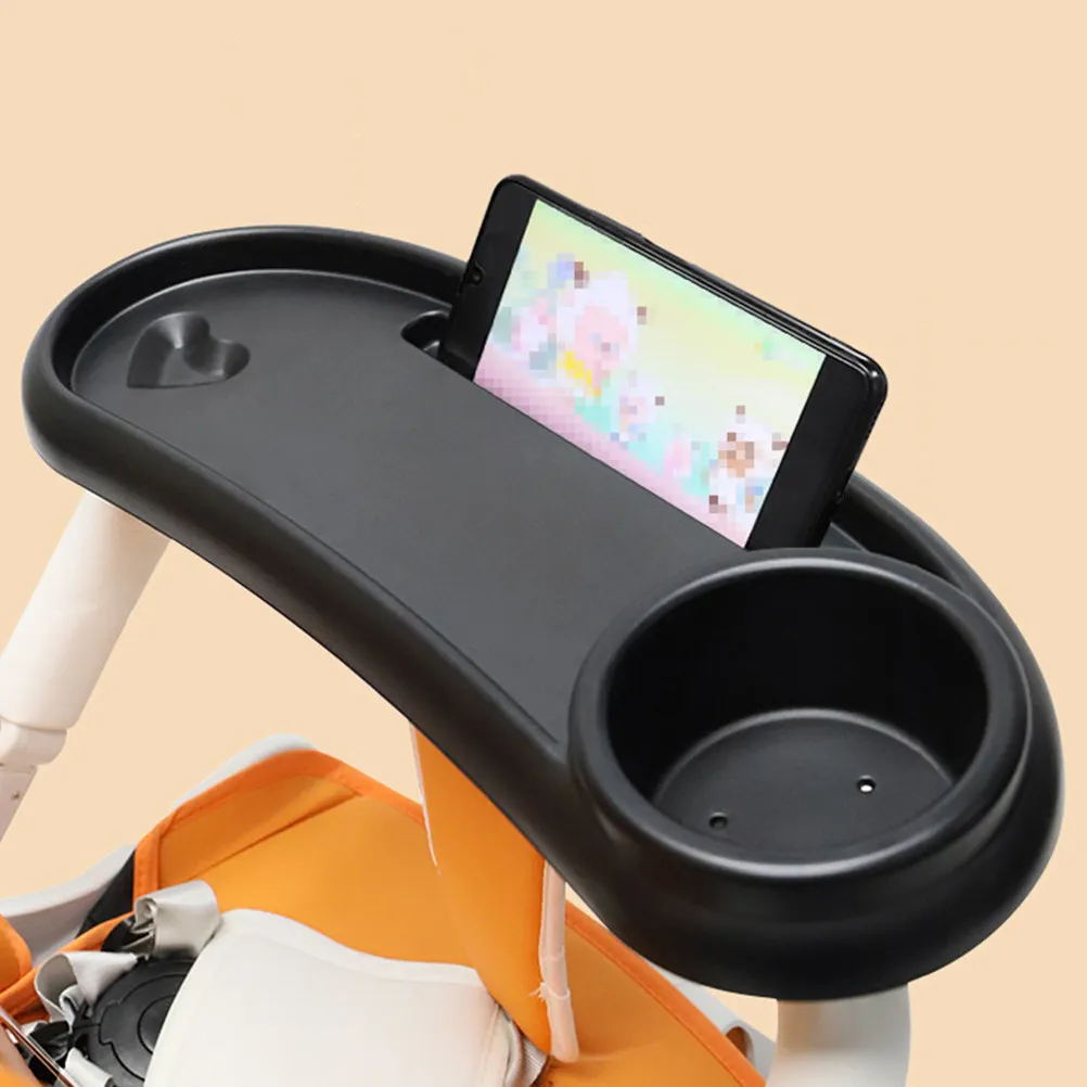 

Universal Plastic Stroller Tray Removable Snack Tray with Drinks Cup Holder Practical Durable for Pram Pushchair