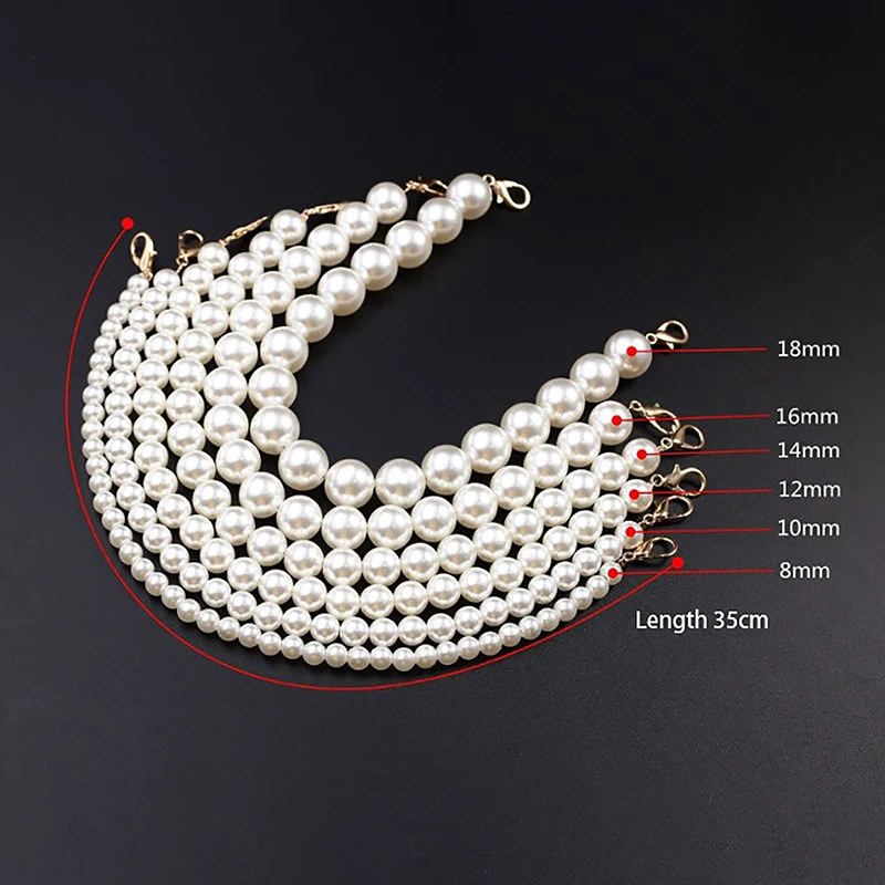 Classic Short Pearl Bag Replacement Pearl Chain Beaded Handle Chain For Women Girls Bags Tote Bag Handle Bag Accessories