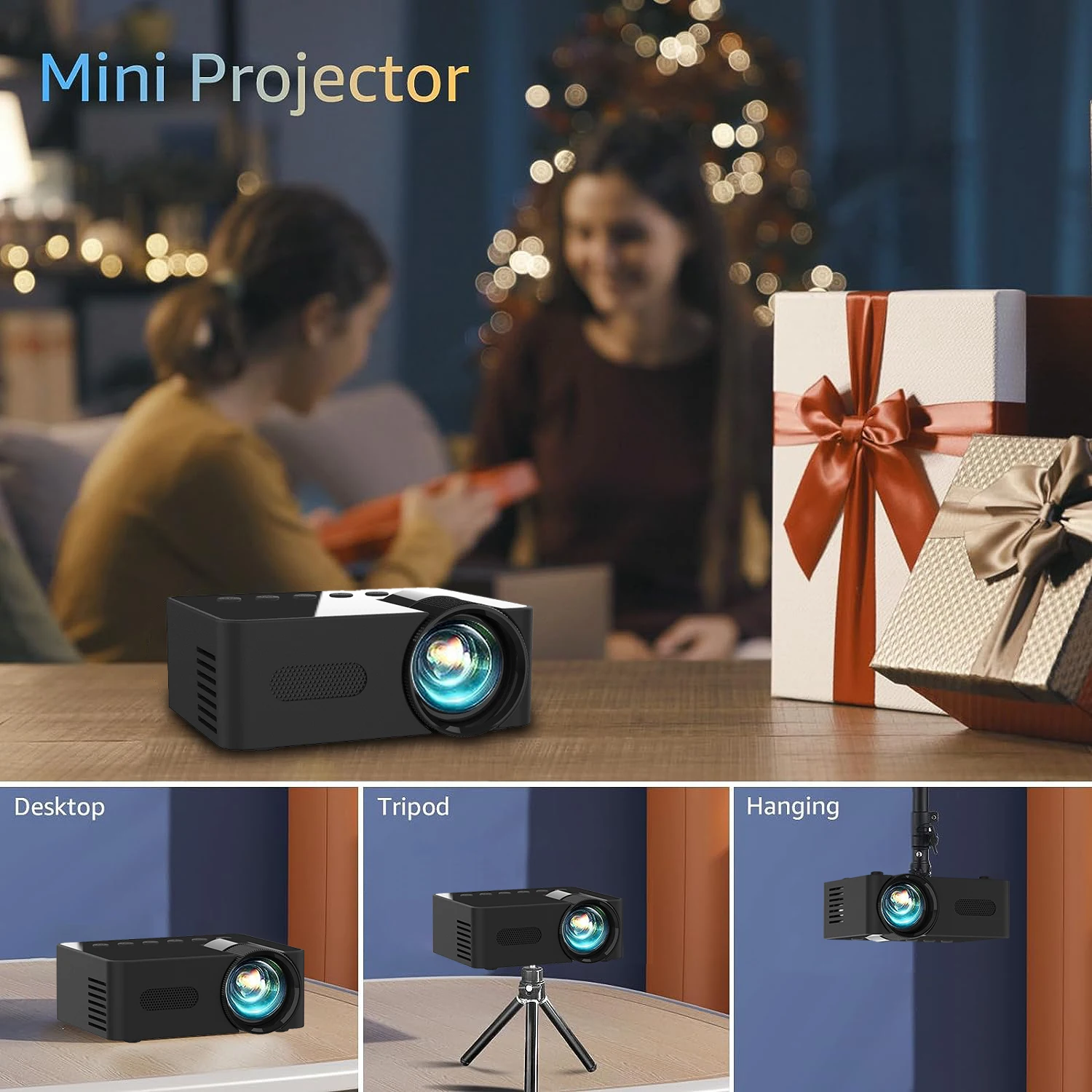 YT100 proyektor Mini portabel anak-anak, proyektor Mini seluler Video Wifi Smart Portable Home Theater tanpa kabel multilayar untuk iPhone Android bioskop hadiah anak-anak