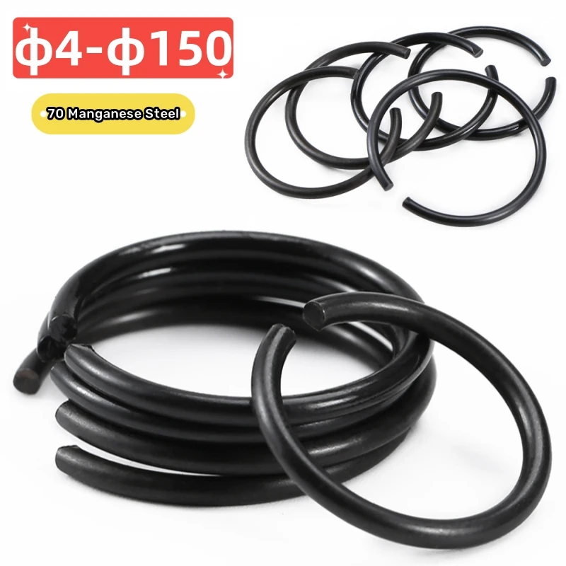 Black Round Wire Snap Rings For Hole/Shaft Wire Retaining Stop Ring M4M5M6M7M8M10M12M14M16M18M20M22~M150 Steel Snap Ring Circlip