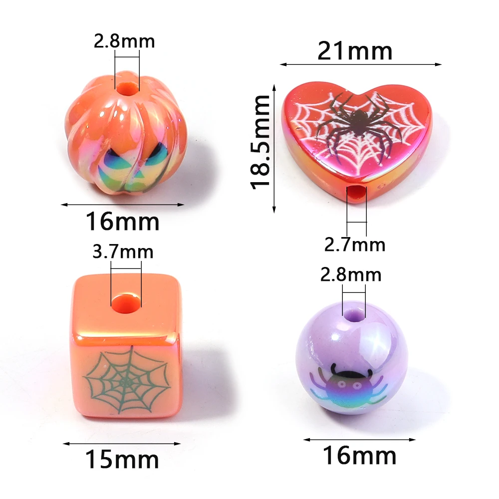 10-50pcs Acrylic Halloween Beads Square Round Loose Spacer Pumpkin Beads Charms DIY Handcrafts Jewelry Making Accessories