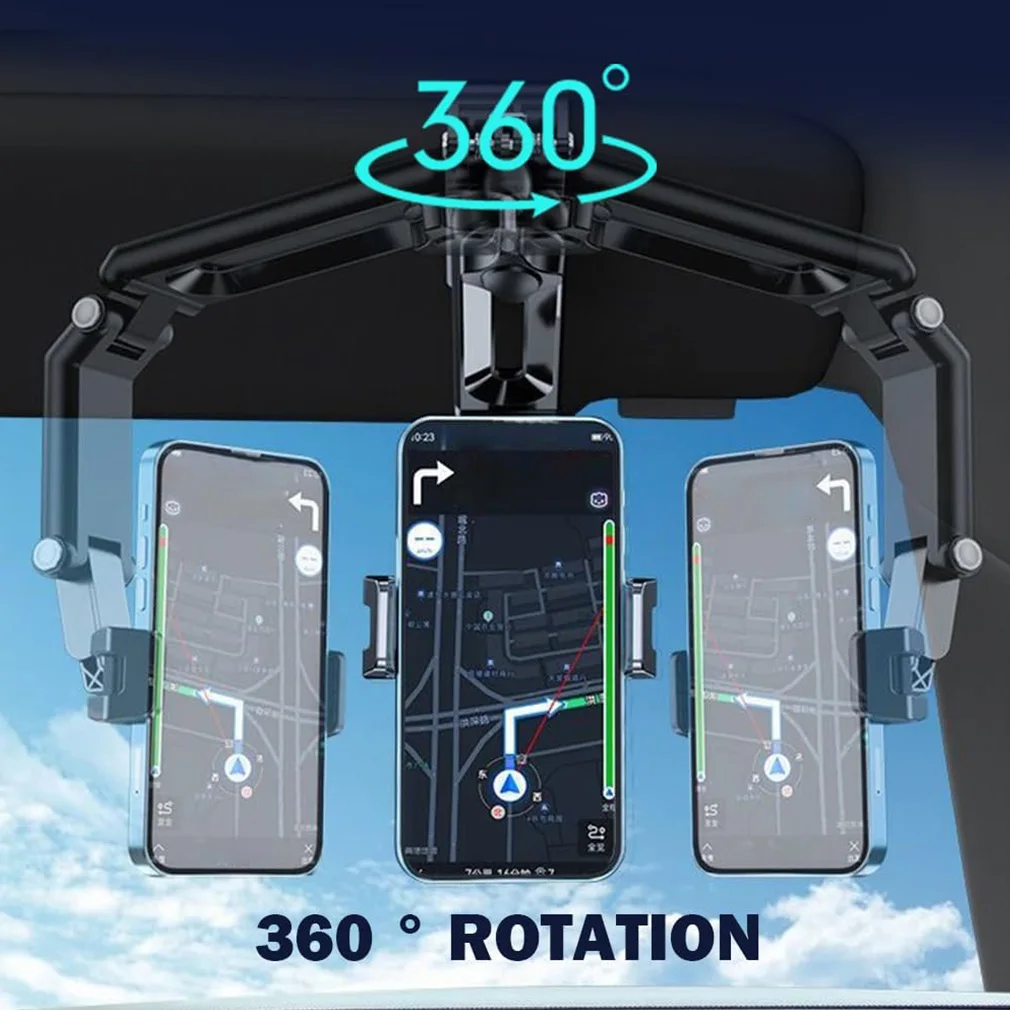 Universal Rotatable Retractable Car Phone Holder for Sun Visor Phone Mount Navigation Bracket Rearview Mirror Auto Phone Holder