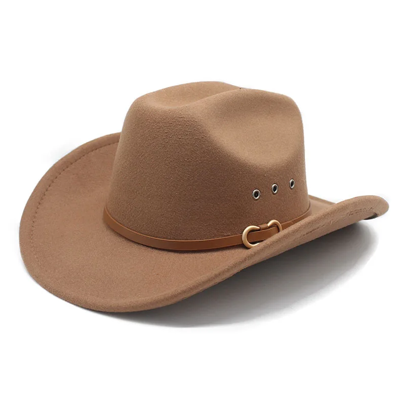 Western Cowboy Hat for Men, Autumn and Winter Casual Versatile Retro One-Piece Woolen Top Hat for Women, Stage Tibetan Jazz Hat