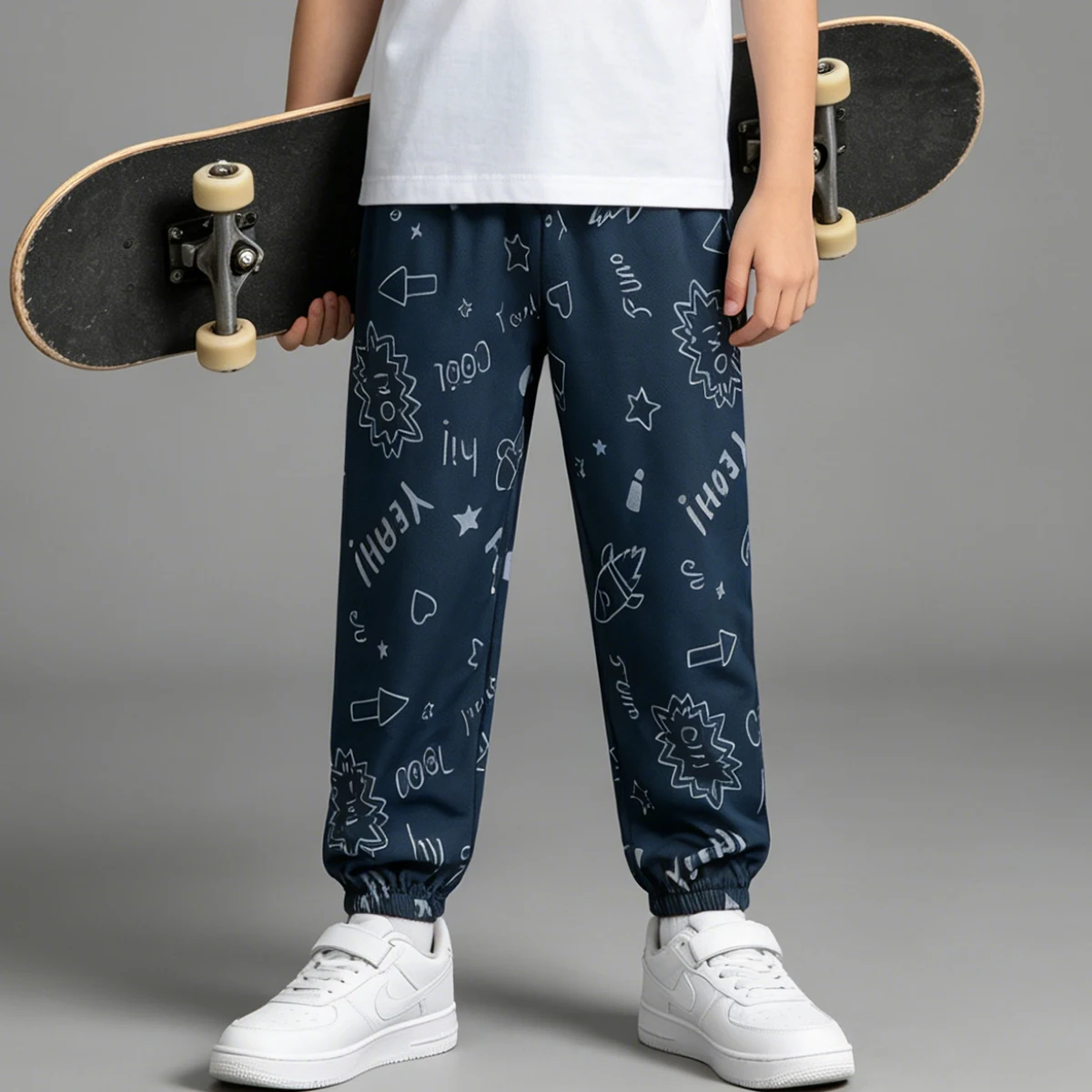 

Children's summer casual printed pants, boys' and girls' sports versatile mosquito proof pants, elastic waistband ankle pants