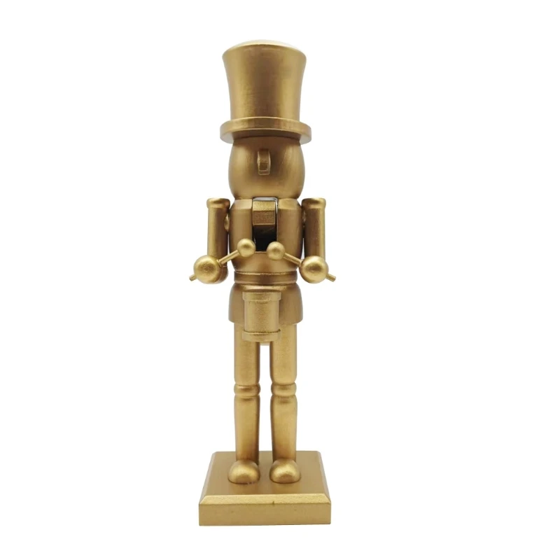 Weihnachts-Nussknacker-Soldaten-Figur, Dekoration aus goldfarbenem Kiefernholz, freistehende Dekoration für Kaminsims, und – Detail 1