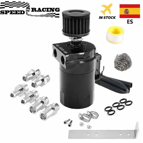 Tanque de depósito de lata de captura de aceite deflectorado para coche con filtro de aire, accesorios de aluminio deflectorados, orificio para varilla medidora de aceite, hervidor transpirable