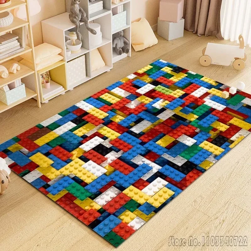 Puzzle Toys Printing Carpet Rug for Home Living Room Bedroom Sofa Decor Kids Play Area Rug Non-slip Floor Mat Gift Le-GO