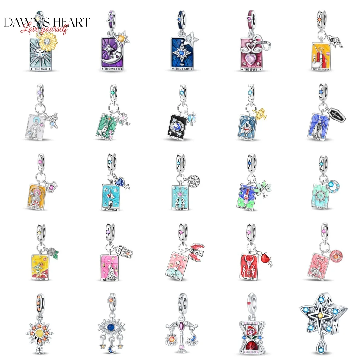 

DIY Bracelets 925 Sterling Silver Original Classic Sun Moon Stars Magic Tarot Charms Pendants For Women Jewelry Dropshipping