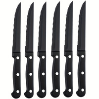Steak Knives Set Cutlery Set 4/6/8/16 Pcs Full Tang Stainless Steel black Sharp Serrated Dinner Knives Dishwasher Safe for Bread