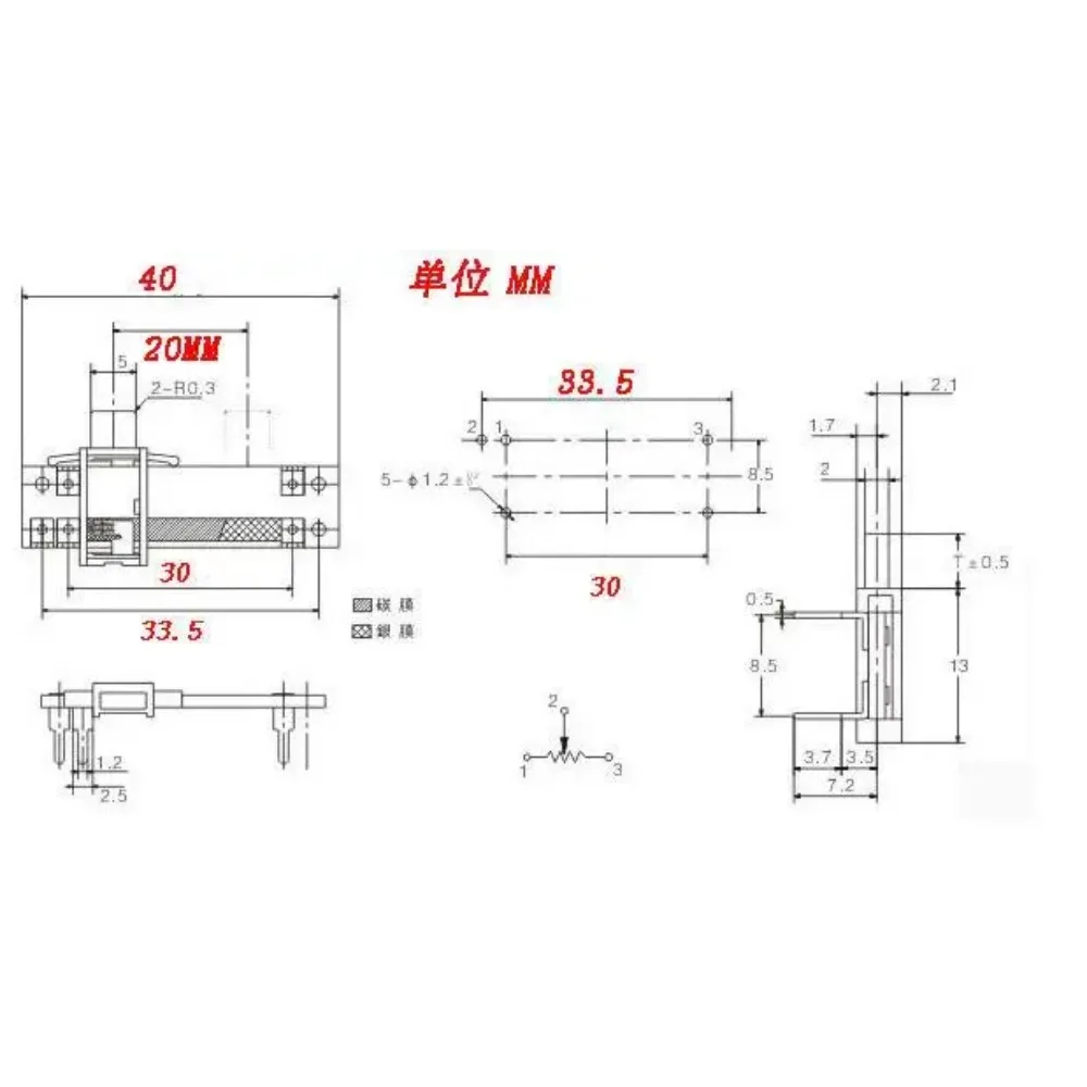 Slide Sliding Potentiometer Dimming Consoles Fader Single Joint B10K Straight Slide