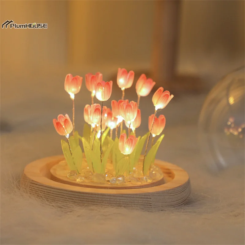 Tulip Night Lights Diy Material Package Creative Lamp Home Decoration Valentine\'s Day Holiday Gift For Family Surprise