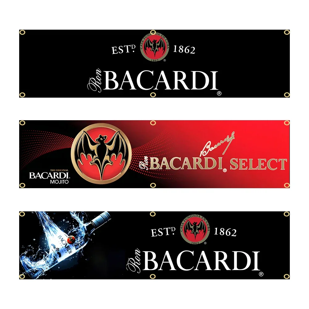 60X240cm Bacardis Rum Black Bat Flag Banner Flag Polyester Printed Garage or Outdoor Decoration Tapestry