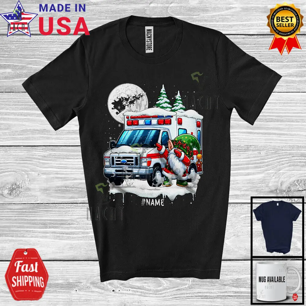 

Dabbing Gnome On Ambulance; Joyful Christmas Custom Name; Ambulance Driver Shirt