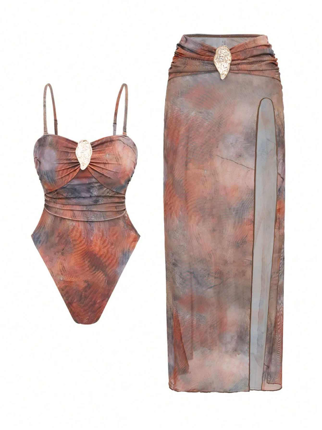 Two-Piece Swimsuit Designer Dresskini Set Luxury Resort Wear Collection Summer One Piece Bodysuit See Through Split Skirt Female