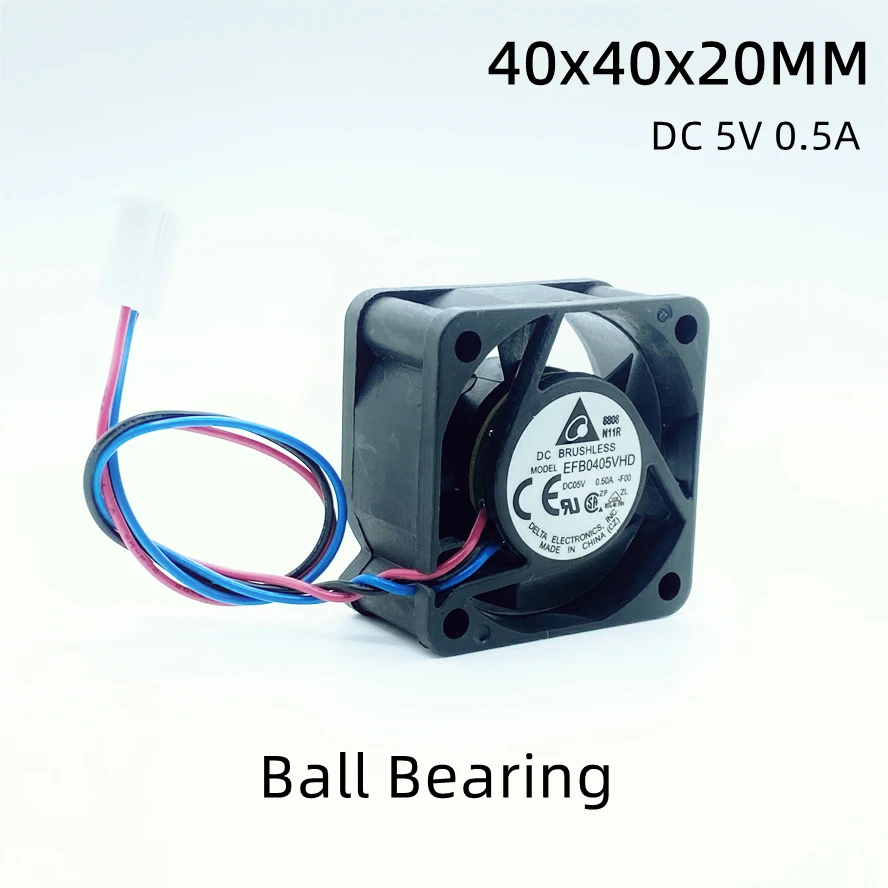 5V 0.50A Delta EFB0405VHD 4020 40มม.40*40*20มม.พัดลมทำความเย็น Dual Ball แบริ่งพัดลมเซิร์ฟเวอร์กับ3pin