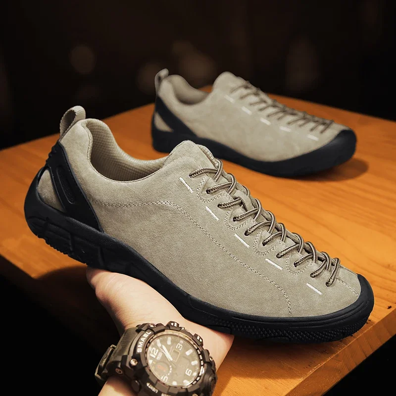 High Quality Mens Hiking Shoes Outdoor Low Ankle Hunting Trekking Sneakers Plus Size Suede Leather Men Tourism Travel Shoes