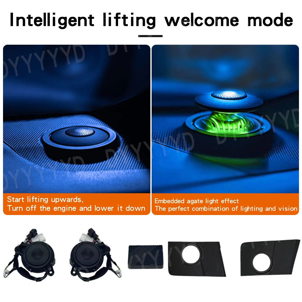 For Toyota Prado14-23 Dashboard Lifting Tweeter Speaker with Ambient Light Center Console Instrument Panel Audio Car Loudspeaker