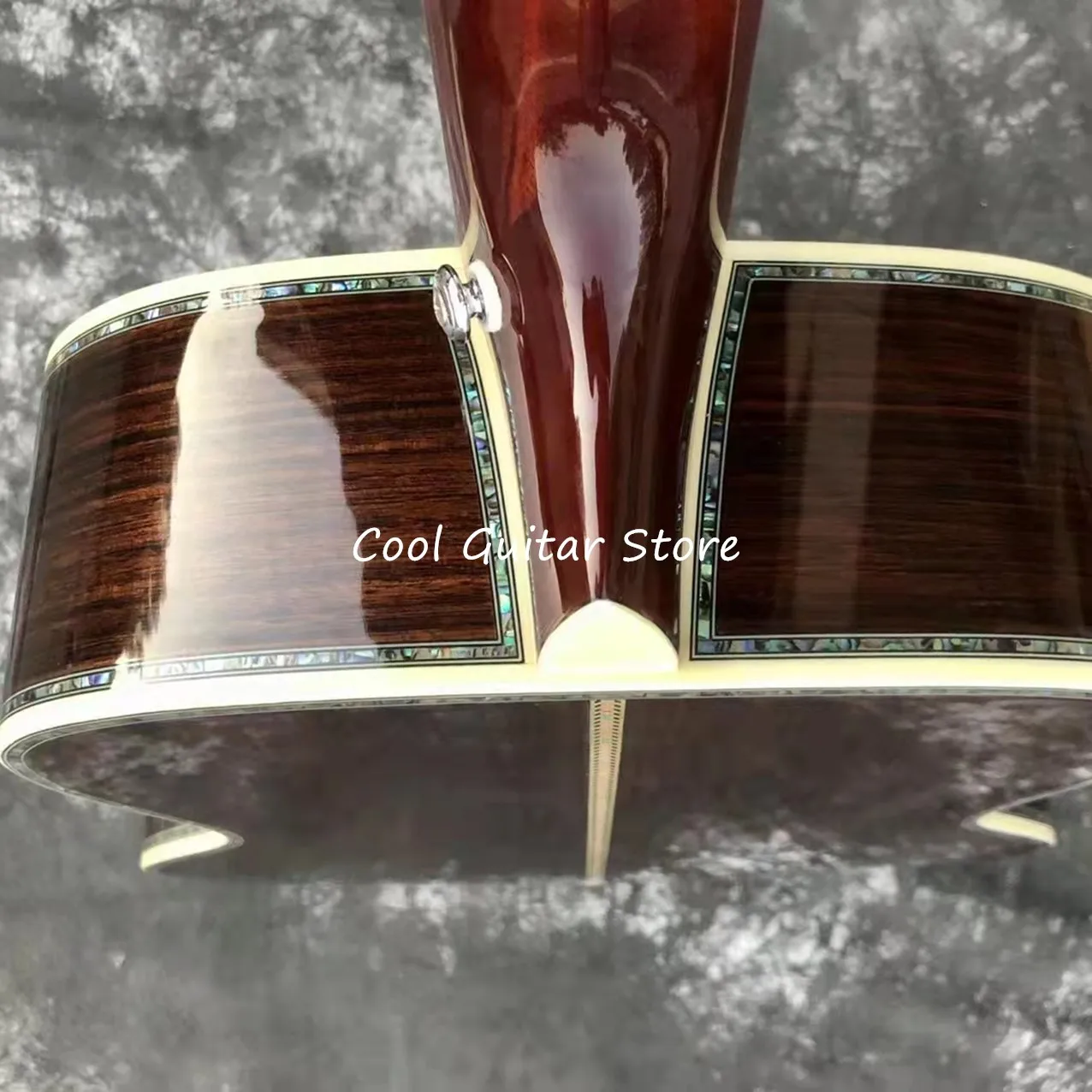 Solid Spruce Top Acoustic Guitar, OM Model,Ebony Fingerboard,Real Abalone Inlay and Binding