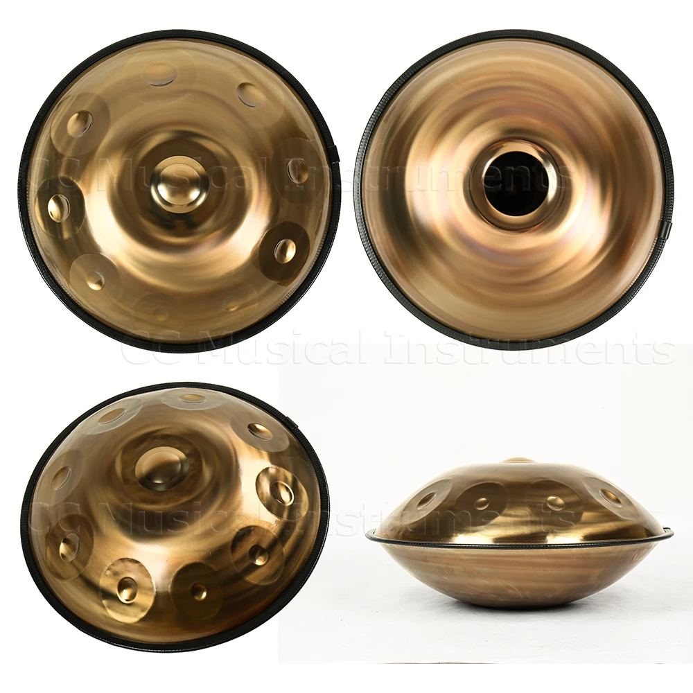 440Hz 10Notes polished gold/silver D Minor Handpan，Steel Tongue Drum, Yoga Meditation, Musical Drum，Percussion Instruments