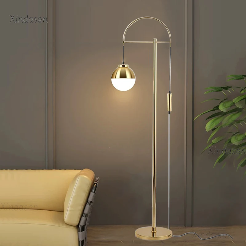 

Modern Luxury Fishing Floor Lamp Living Room Bedroom Sofa Floor Light Corner Vertical Bedside Table Standing Lamp Gold торшер