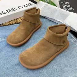 Women Ankle Snow Boots Suede Casual Cozy Walking Warm Shoes Woman 2024 Autumn Winter Fashion Flat Boots Zapatillas Mujer
