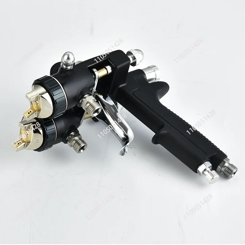 Double nozzle chrome/silver spray  for two-component coating dual head external mixing spray  1.4mm nozzle