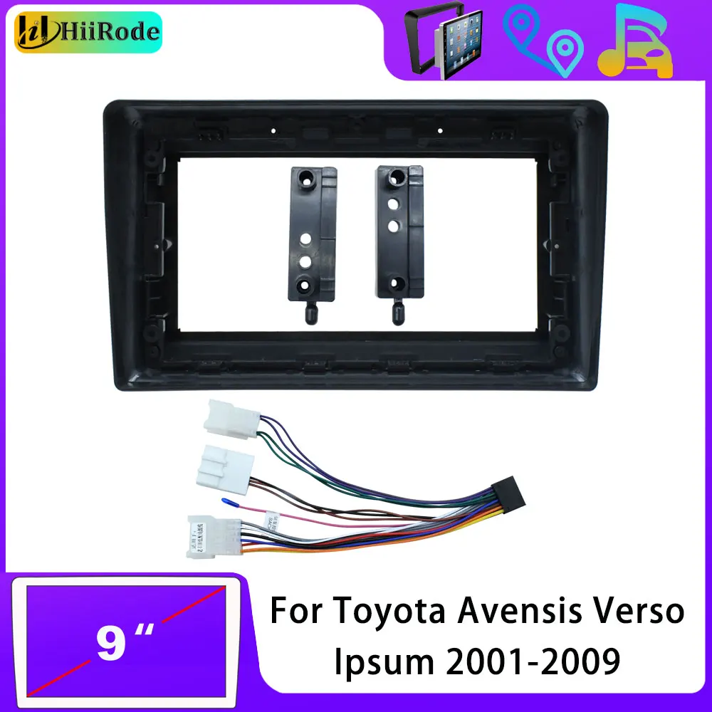 Hiirode Car Android Radio Stereo Player Frame Fascia For Toyota Avensis Verso Ipsum 2001-2009 Panel Power Cord Harness Canbus