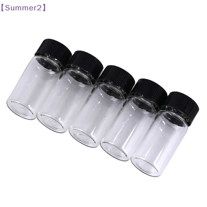 5pcs 5ml small cute lab glass vials bottles clear containers with screw cap〔Sum2〕