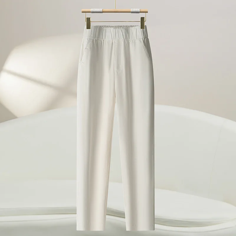 

Light-colored Harem Pants for Women, Summer Thin Elastic High Waist Slimming Petite Casual Lazy Style Pants