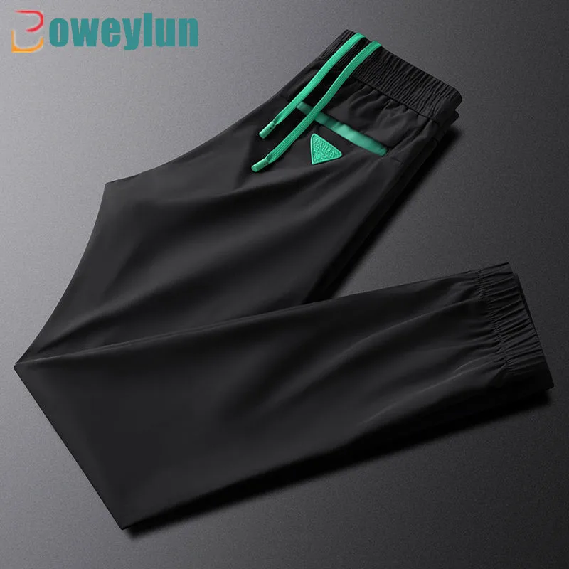 

Boweylun Ice Silk Summer New Sports Casual Leggings Trouser Men's Light Comfortable Breathable Quick Dry Nine-Point Pants