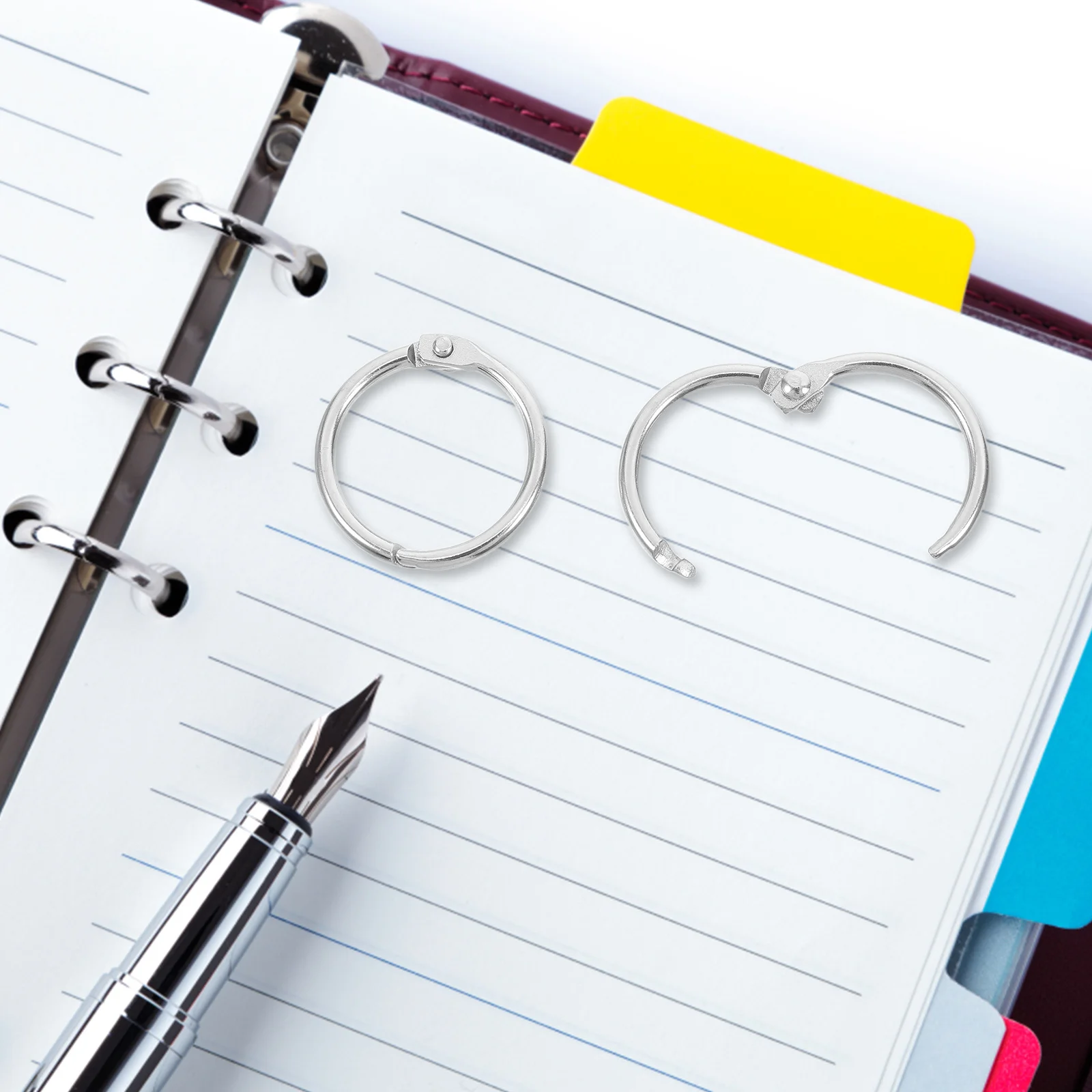 

100Pcs 20Mm Metal Book Rings Snap Closure for Binders Note Cards Classroom Office Home Filing System Use Snap Ring