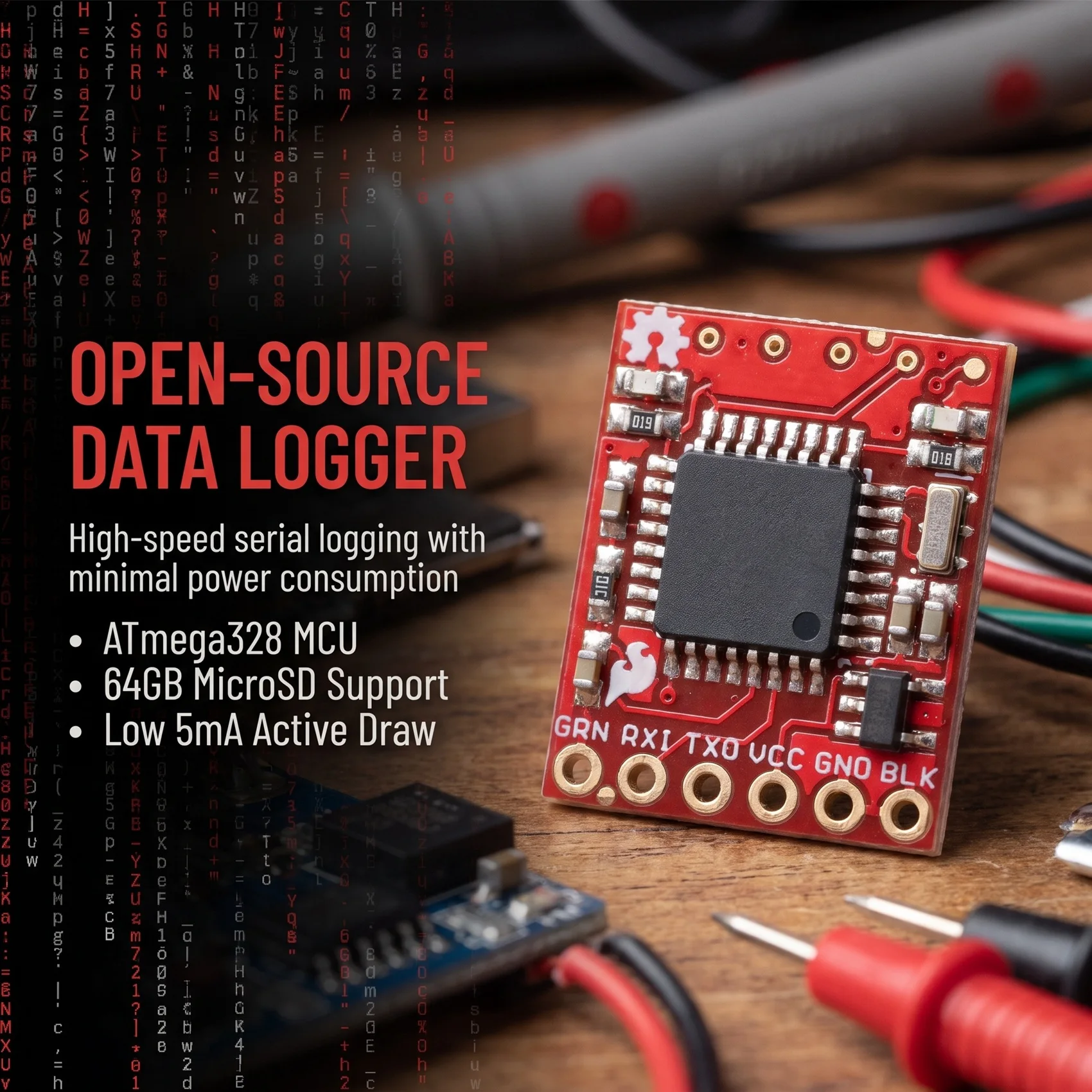 Leading-For Micro-SD Card Compatible Openlog Serial Logger TTL UART To TF Data Recording Module Serial Port Data Storage Recorde
