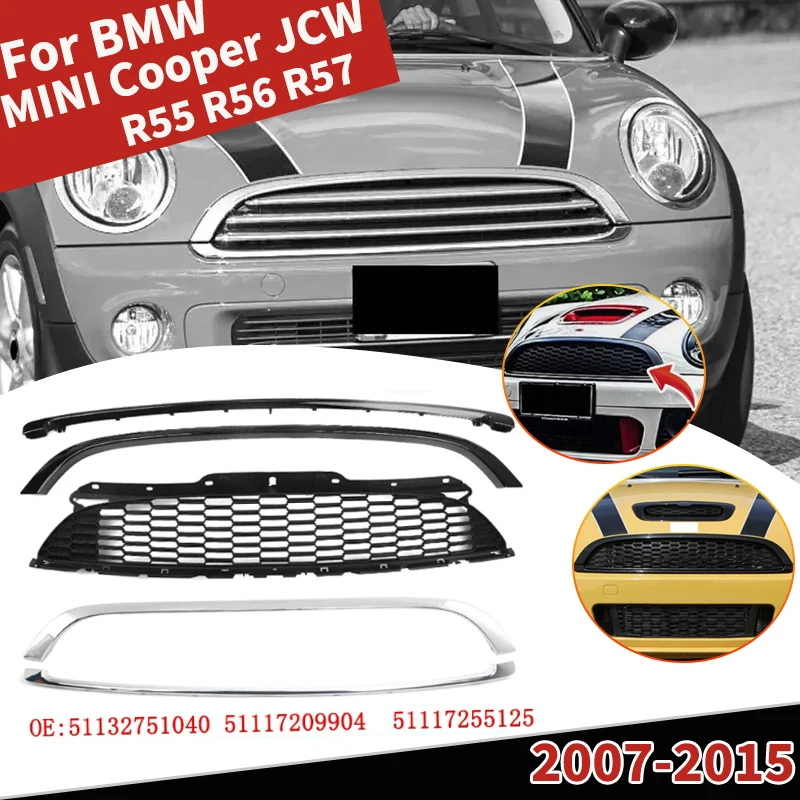 

Накладка на переднюю решетку автомобиля для BMW MINI Cooper JCW R55 R56 R57, комплекты кузова решетки капота, аксессуары 51117255125 51132751040 51117209904