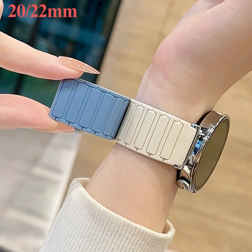 

Магнитный ремешок 22 мм 20 мм для Samsung Galaxy Watch 7 6 5 4, силиконовый браслет Correa для Huawei Watch GT5/4/3Pro, ремешок для часов 46 мм